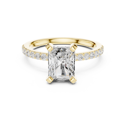 Classic Radiant Cut Half Eternity Pave Ring 2.2 CTW
