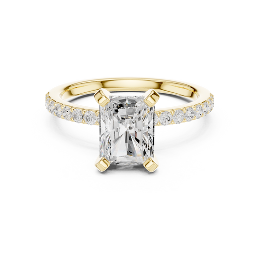 Classic Radiant Cut Half Eternity Pave Ring 2.2 CTW