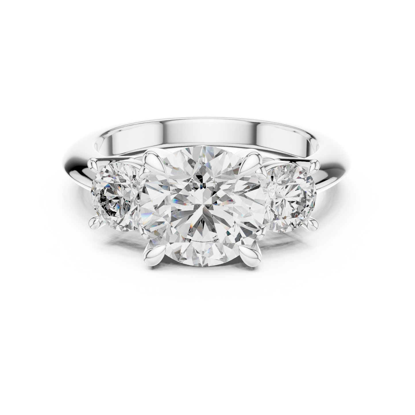 Classic Round Diamond Trilogy Engagement Ring 3.5 CTW