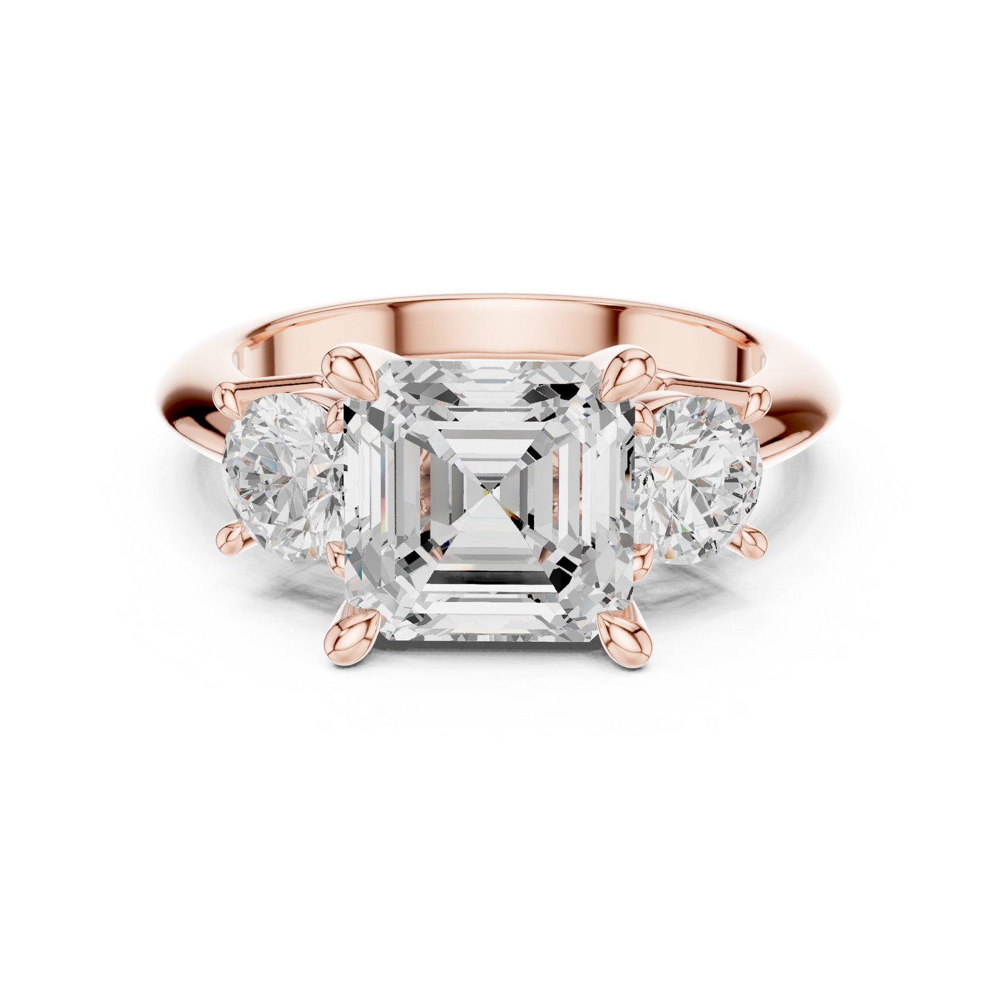 Classic Asscher Diamond Trilogy Engagement Ring 3.4 CTW