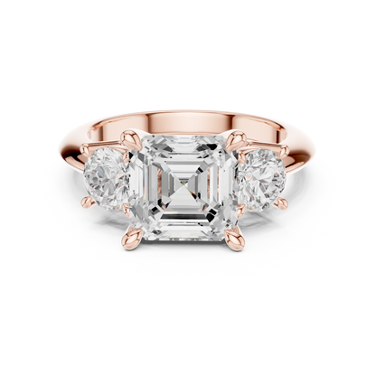 Classic Asscher Diamond Trilogy Engagement Ring 3.4 CTW