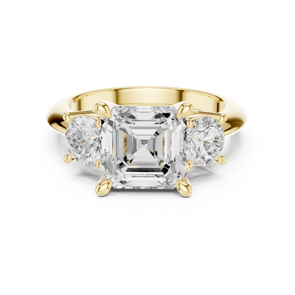 Classic Asscher Diamond Trilogy Engagement Ring 3.4 CTW