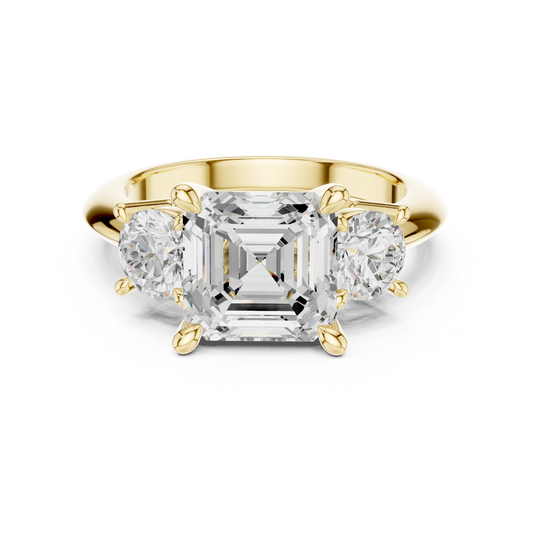 Classic Asscher Diamond Trilogy Engagement Ring 3.4 CTW
