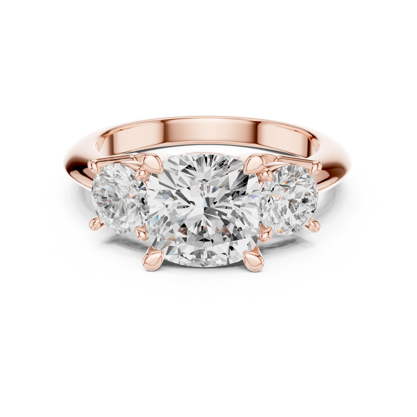 Classic Cushion Diamond Trilogy Engagement Ring 3.4 CTW