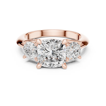 Classic Cushion Diamond Trilogy Engagement Ring 3.4 CTW