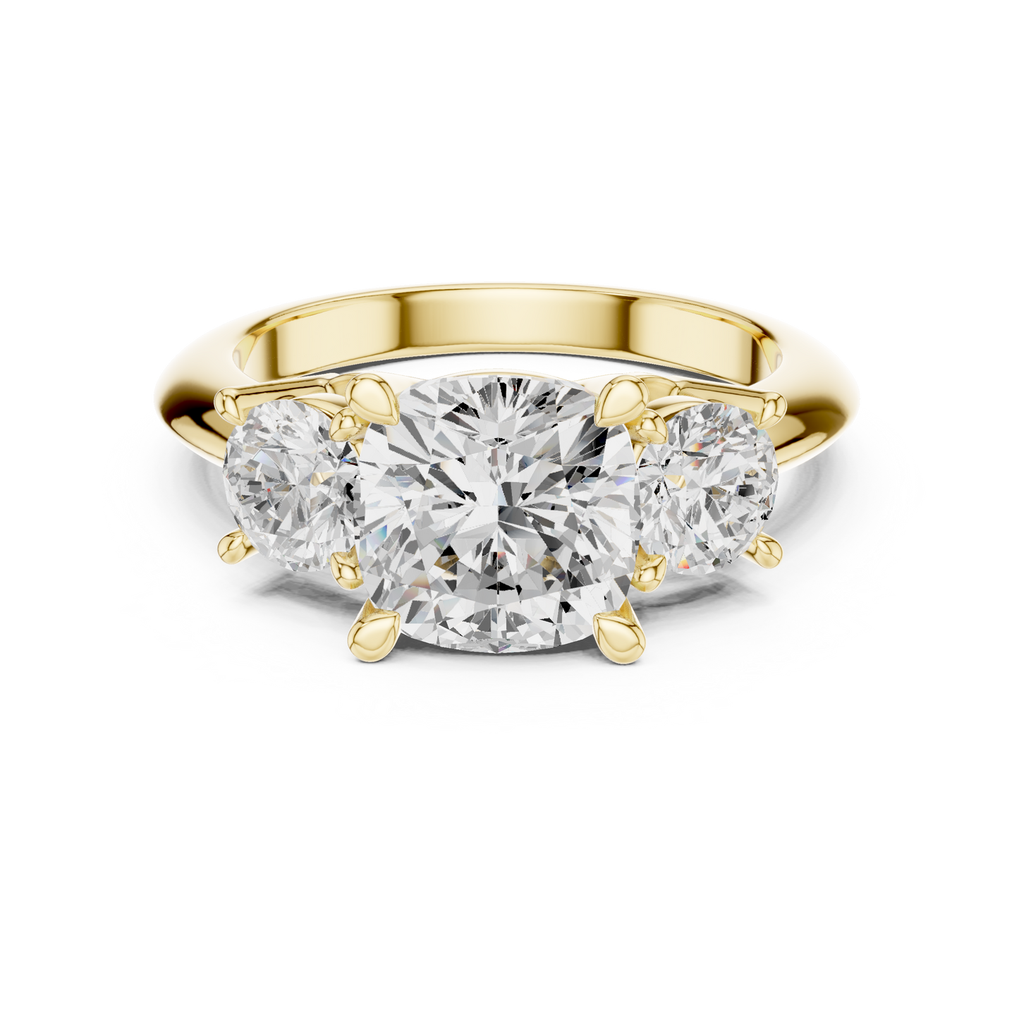 Classic Cushion Diamond Trilogy Engagement Ring 3.4 CTW