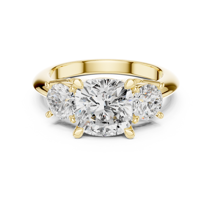 Classic Cushion Diamond Trilogy Engagement Ring 3.4 CTW