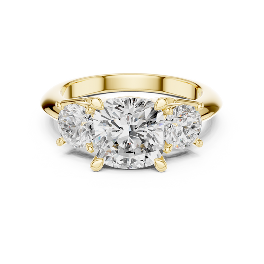 Classic Cushion Diamond Trilogy Engagement Ring 3.4 CTW