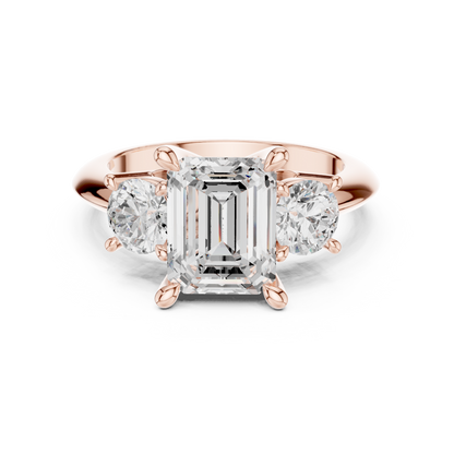 Classic Emerald Diamond Trilogy Engagement Ring 3.4 CTW