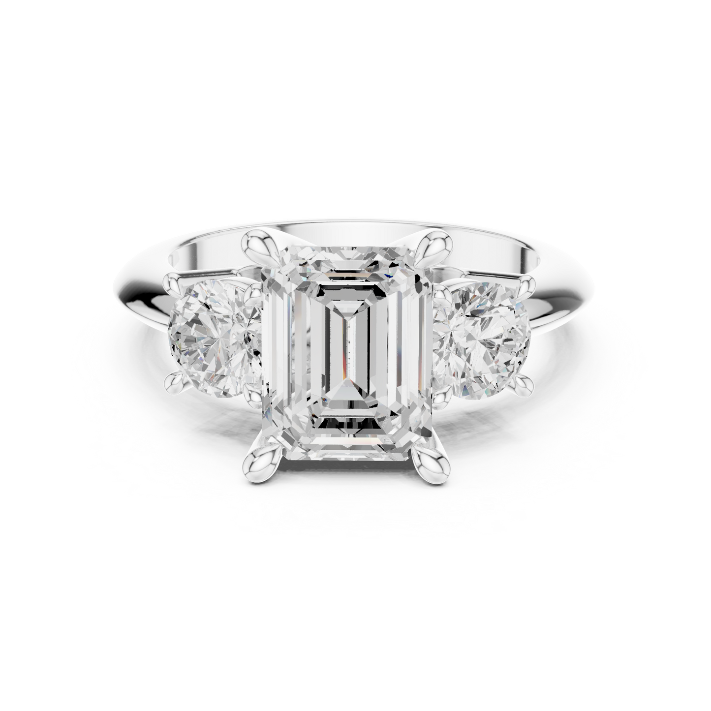 Classic Emerald Diamond Trilogy Engagement Ring 3.4 CTW