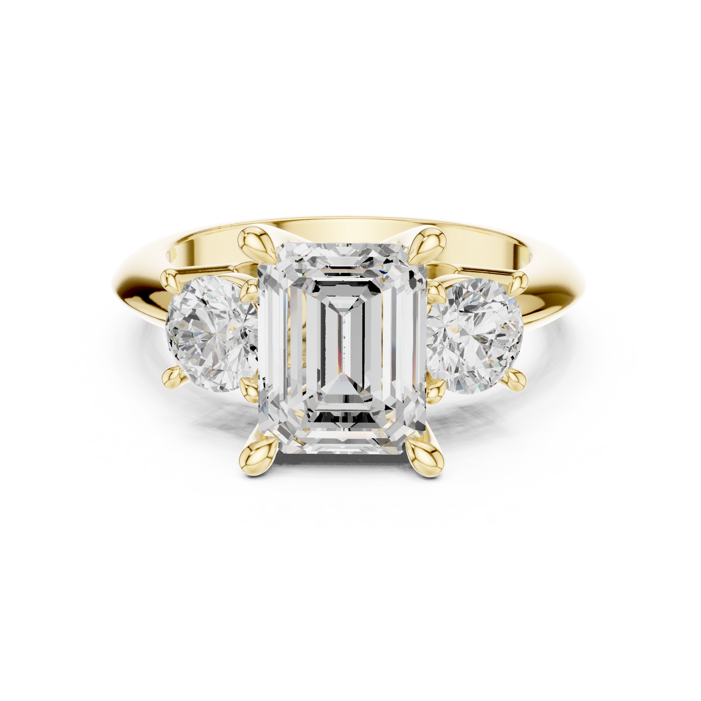 Classic Emerald Diamond Trilogy Engagement Ring 3.4 CTW