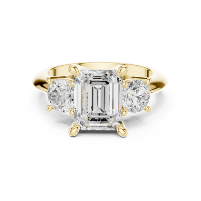 Classic Emerald Diamond Trilogy Engagement Ring 3.4 CTW