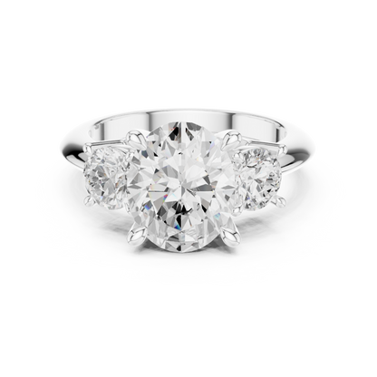 Classic Oval Diamond Trilogy Engagement Ring 3.4 CTW
