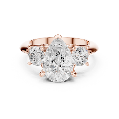 Classic Pear Diamond Trilogy Engagement Ring 3.4 CTW