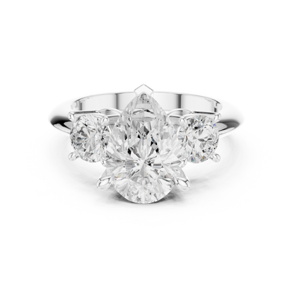 Classic Pear Diamond Trilogy Engagement Ring 3.4 CTW