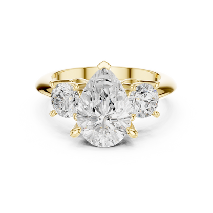 Classic Pear Diamond Trilogy Engagement Ring 3.4 CTW