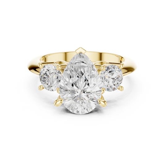 Classic Pear Diamond Trilogy Engagement Ring 3.4 CTW
