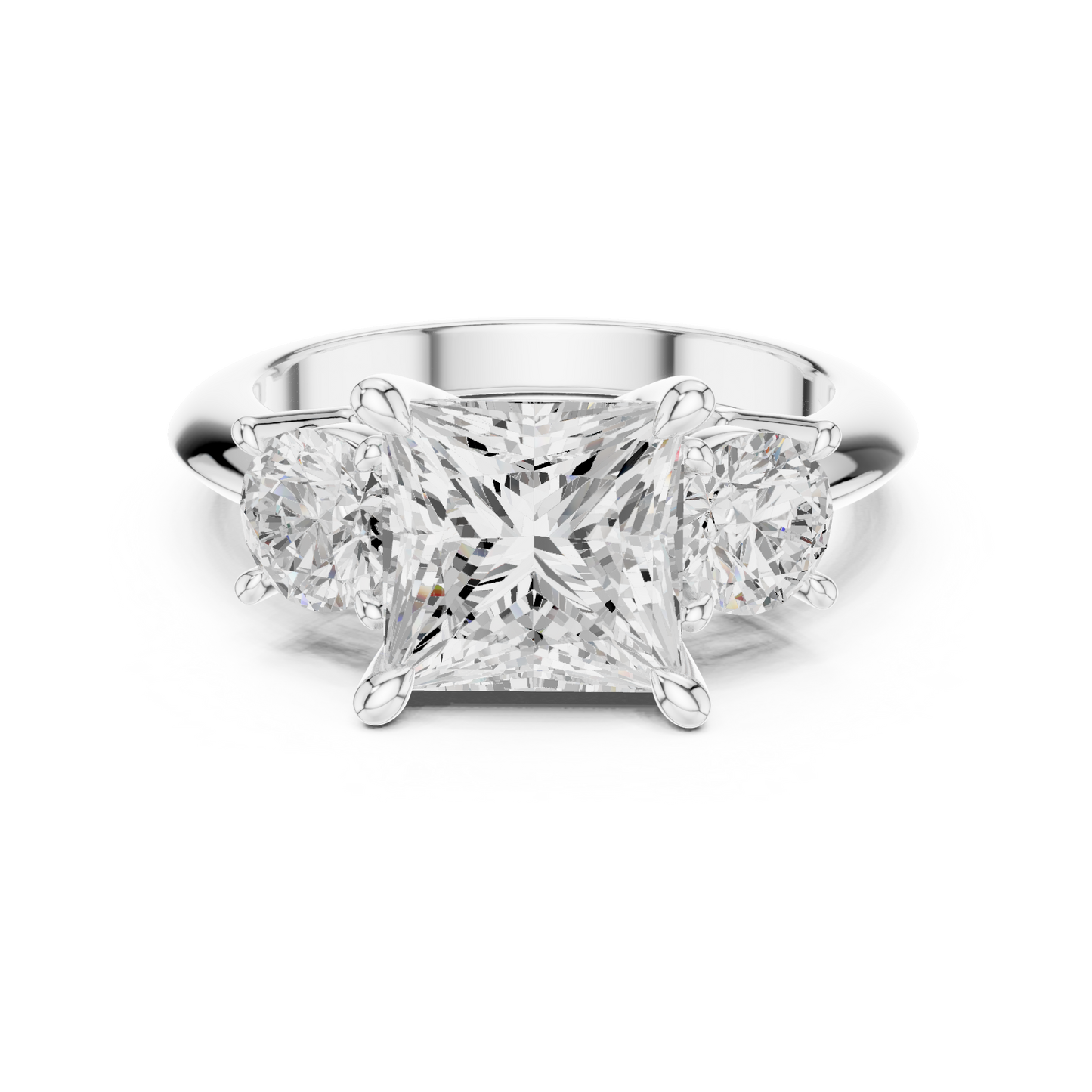 Classic Princess Diamond Trilogy Engagement Ring 3.4 CTW