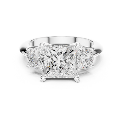 Classic Princess Diamond Trilogy Engagement Ring 3.4 CTW