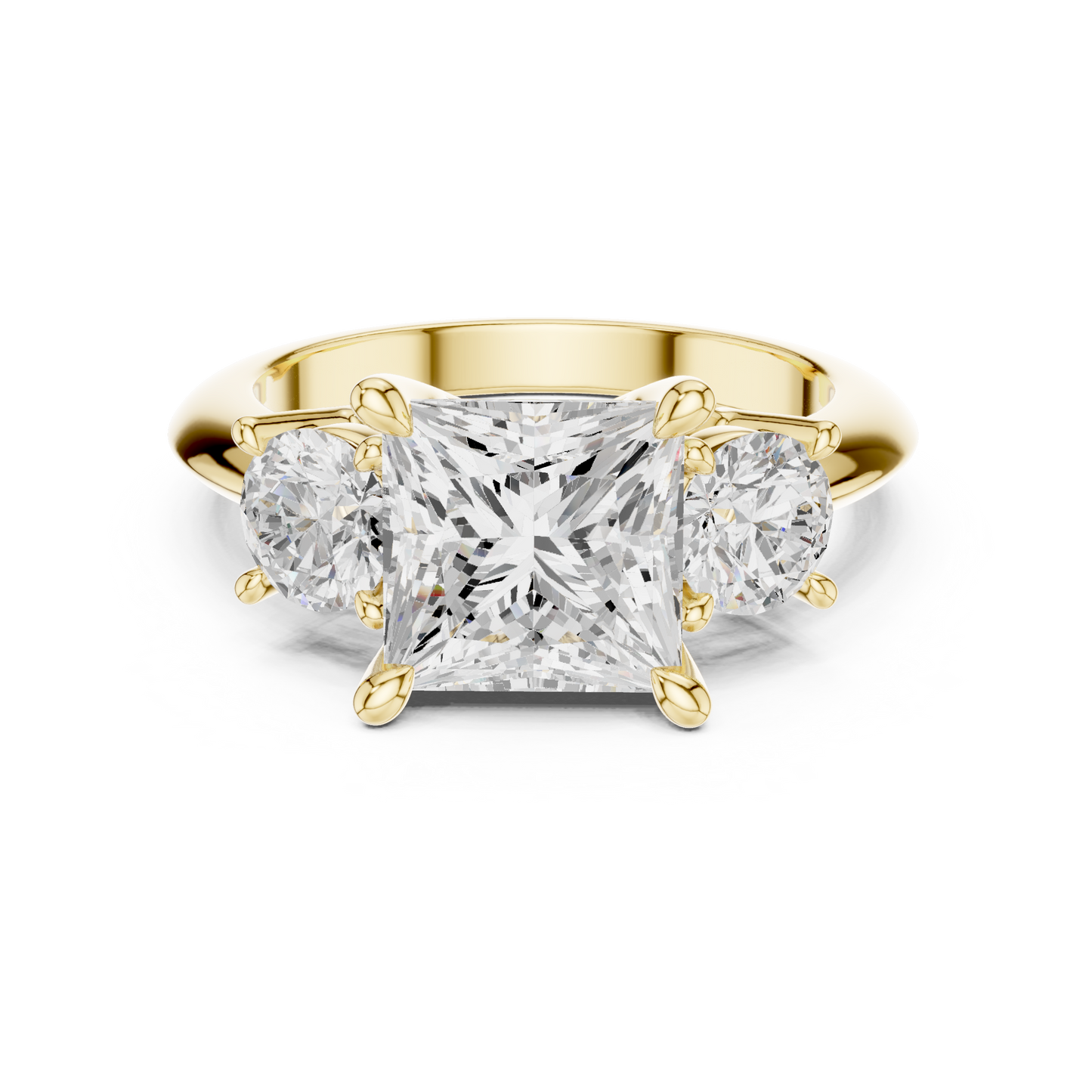 Classic Princess Diamond Trilogy Engagement Ring 3.4 CTW
