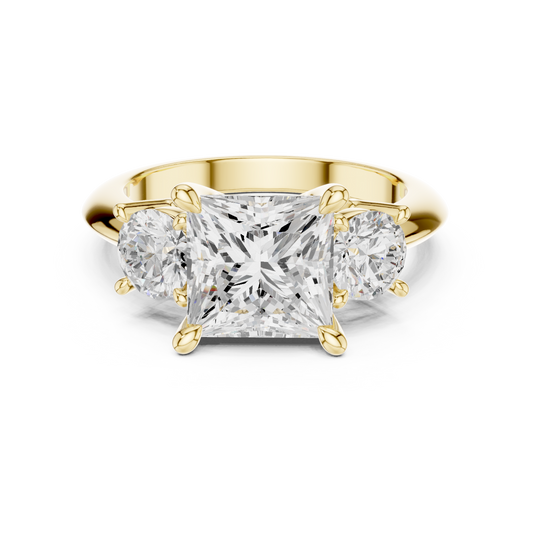 Classic Princess Diamond Trilogy Engagement Ring 3.4 CTW