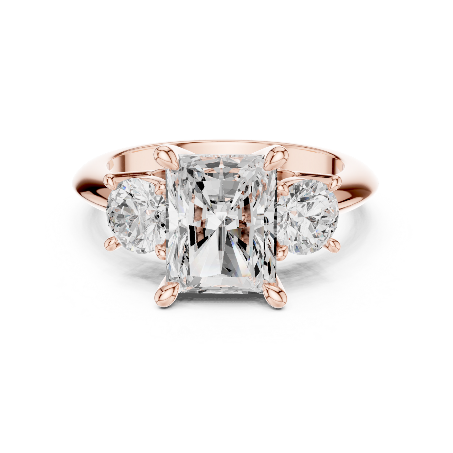 Classic Radiant Diamond Trilogy Engagement Ring 3.4 CTW