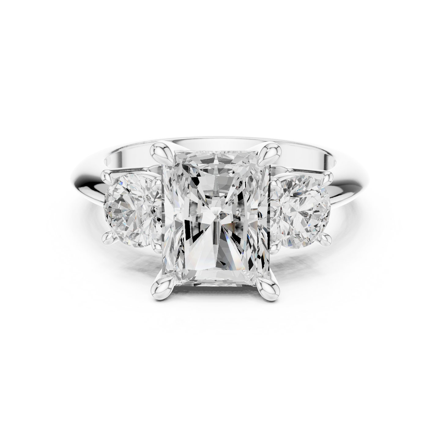 Classic Radiant Diamond Trilogy Engagement Ring 3.4 CTW