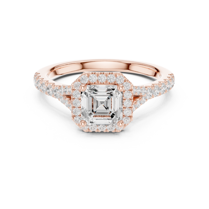 Asscher Cut Halo Engagement Ring 1.4 CTW