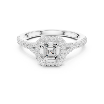 Asscher Cut Halo Engagement Ring 1.4 CTW