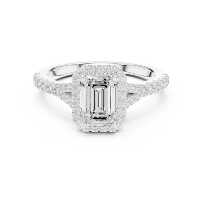 Emerald Cut Halo Engagement Ring 1.4 CTW