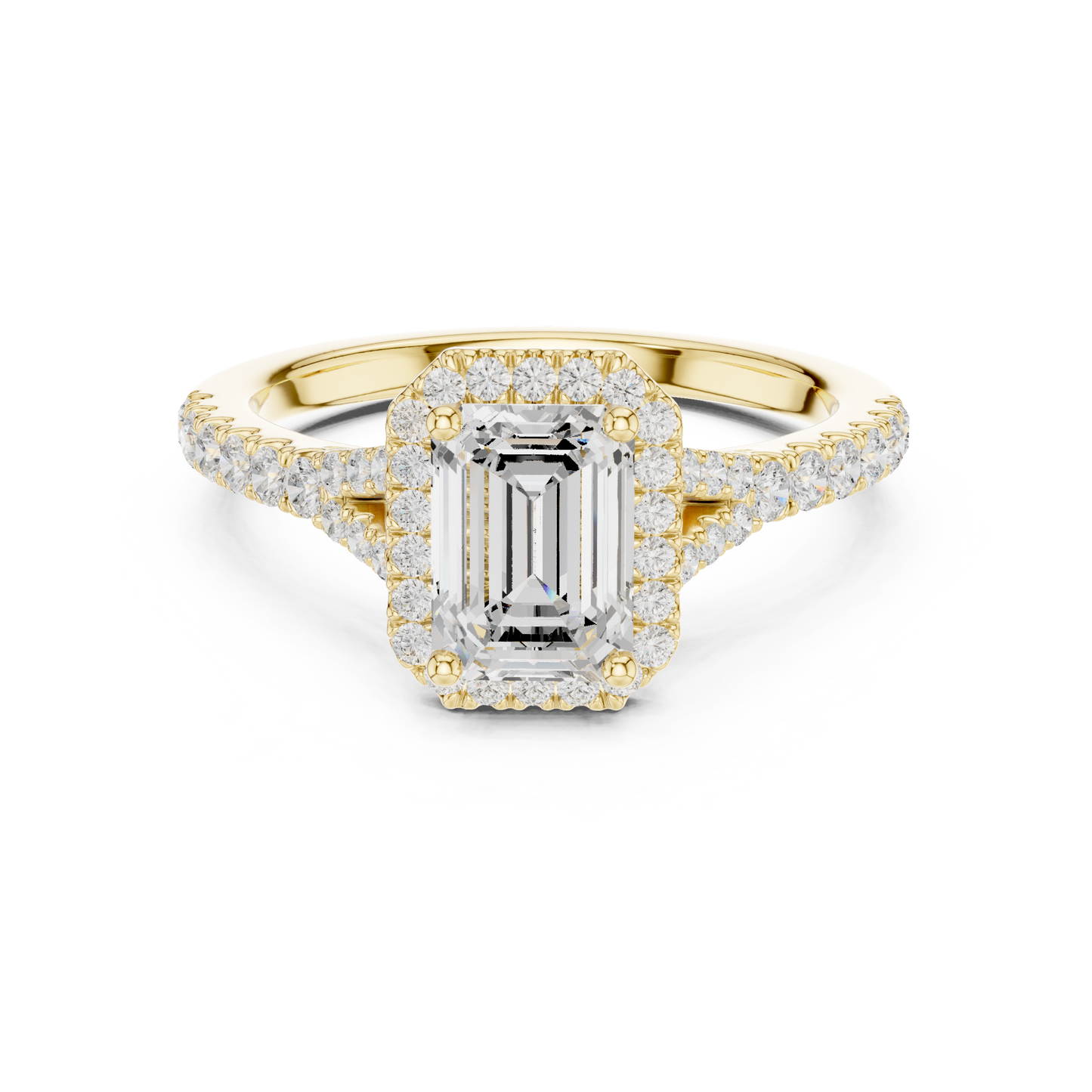 Emerald Cut Halo Engagement Ring 1.4 CTW