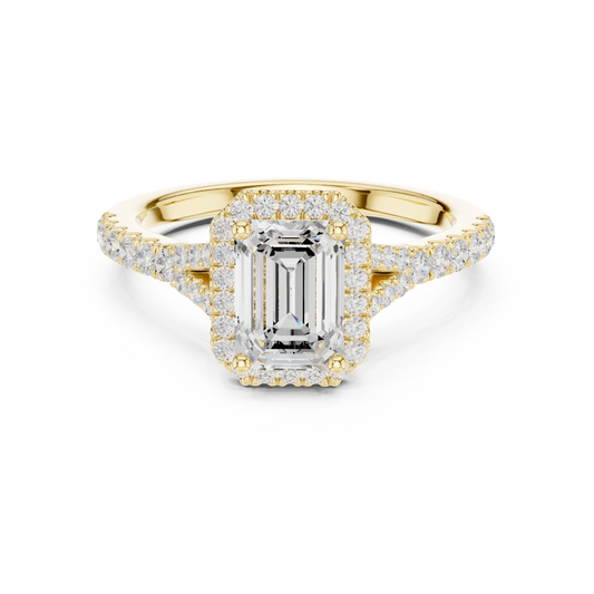 Emerald Cut Halo Engagement Ring 1.4 CTW