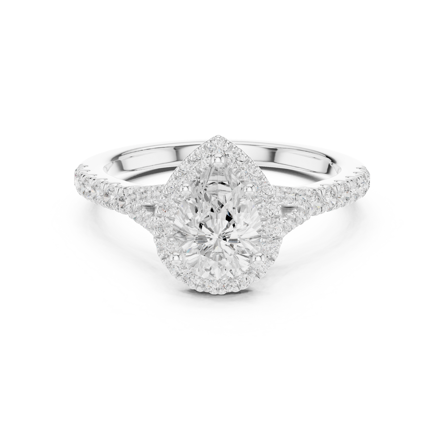 Pear Cut Halo Engagement Ring 1.4 CTW