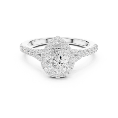 Pear Cut Halo Engagement Ring 1.4 CTW