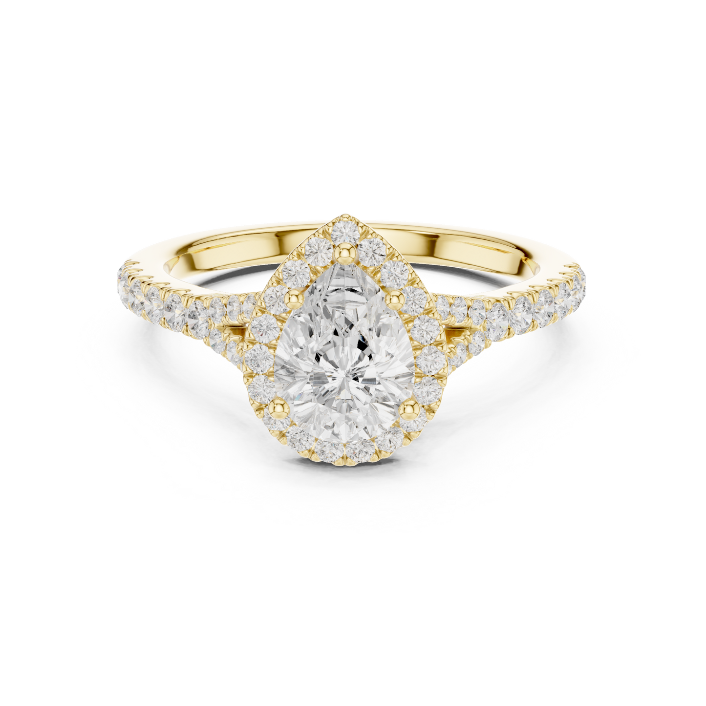 Pear Cut Halo Engagement Ring 1.4 CTW