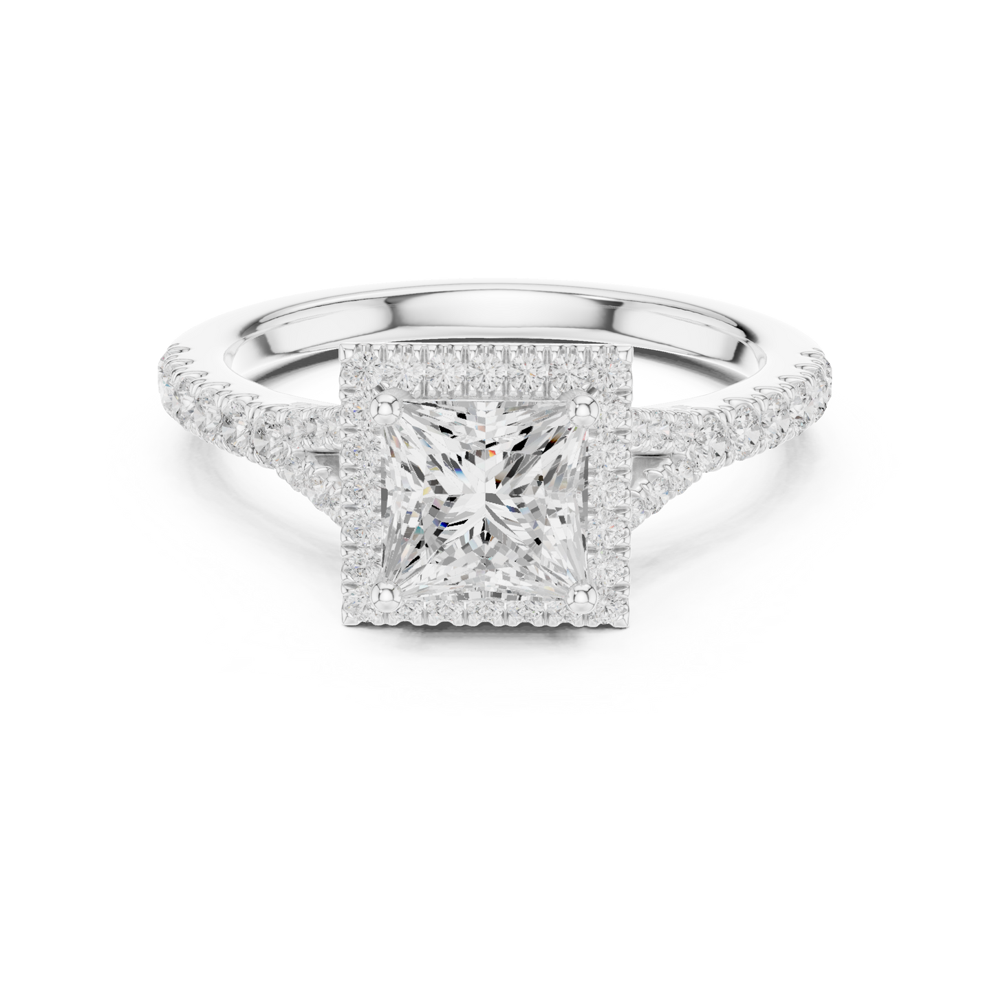 Princess Cut Halo Engagement Ring 1.4 CTW