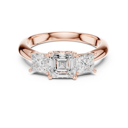 Classic Asscher Cut With Princess Side Stones Engagement Ring 1.8 CTW