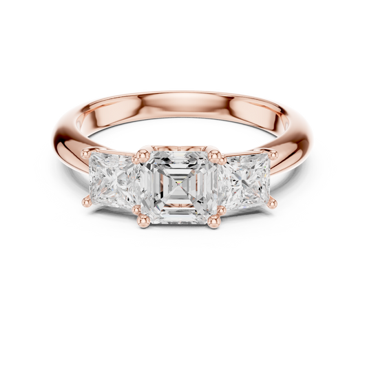 Classic Asscher Cut With Princess Side Stones Engagement Ring 1.8 CTW