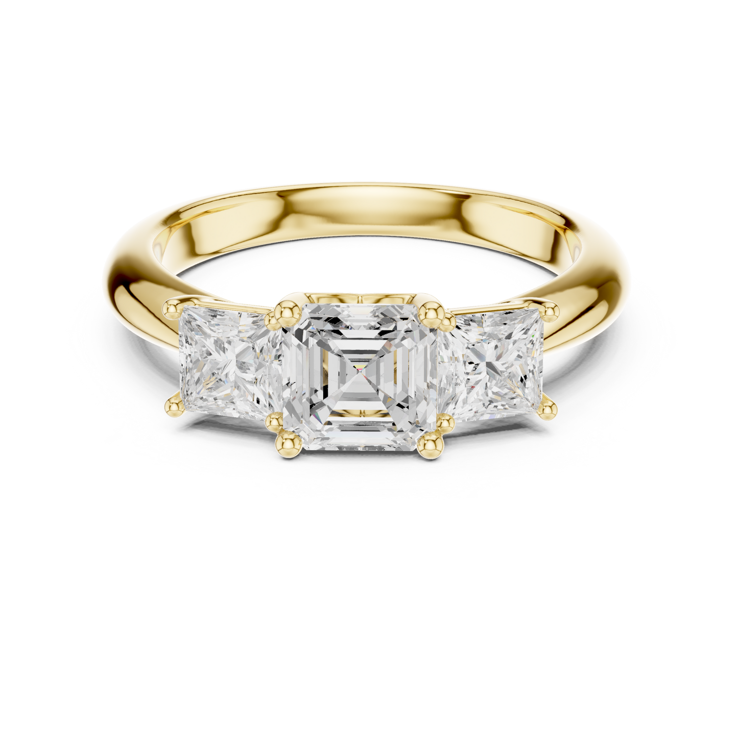 Classic Asscher Cut With Princess Side Stones Engagement Ring 1.8 CTW