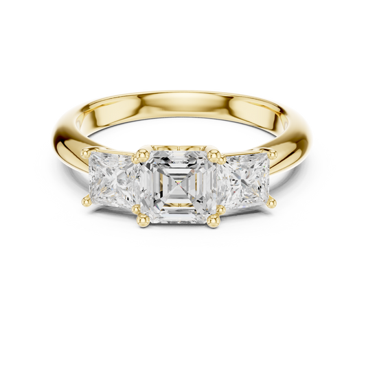 Classic Asscher Cut With Princess Side Stones Engagement Ring 1.8 CTW