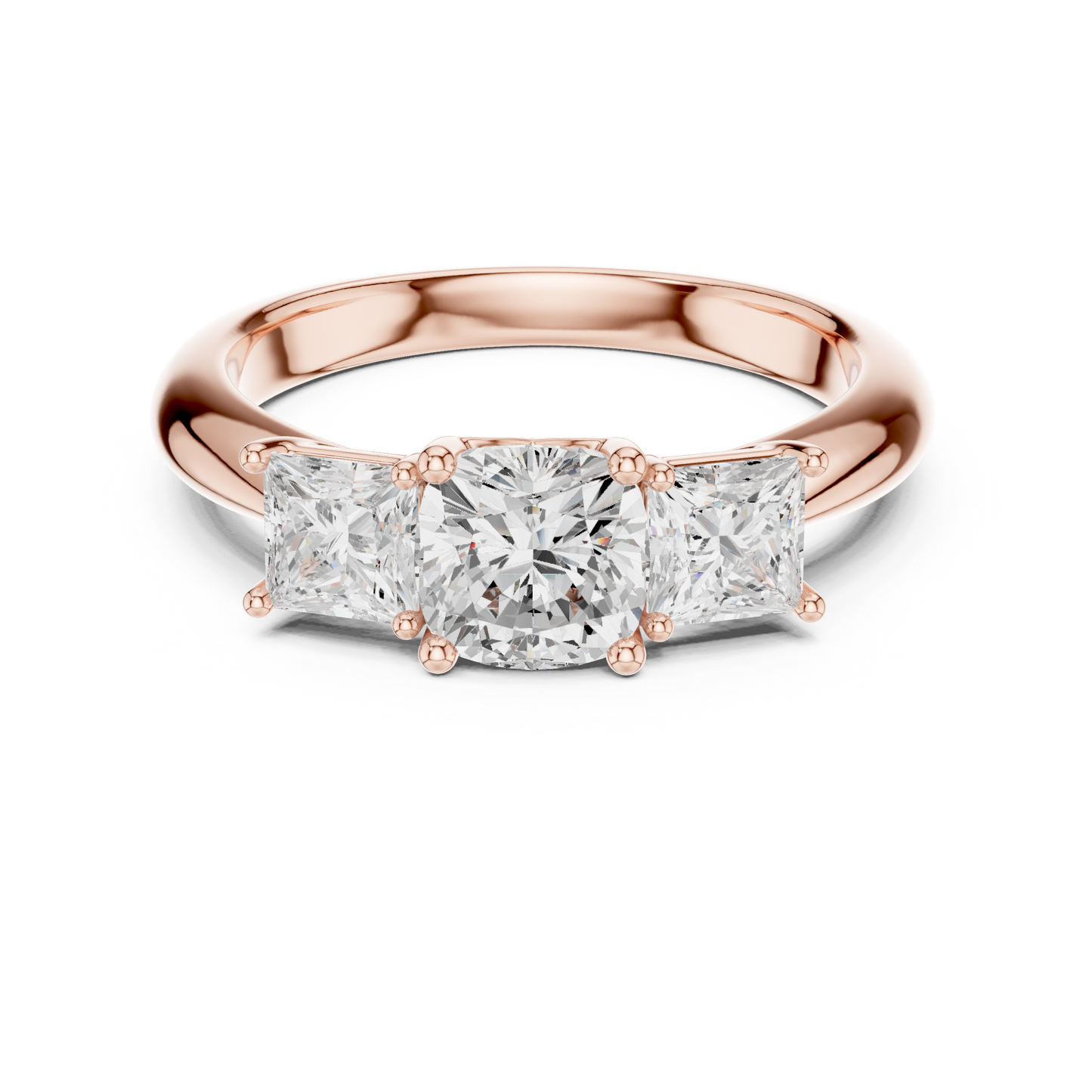 Classic Cushion Cut With Princess Side Stones Engagement Ring 1.8 CTW
