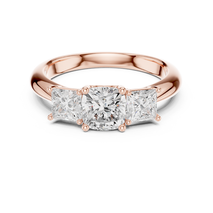 Classic Cushion Cut With Princess Side Stones Engagement Ring 1.8 CTW