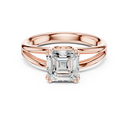 Asscher Cut Split Shank Solitaire Engagement Ring 2 CTW