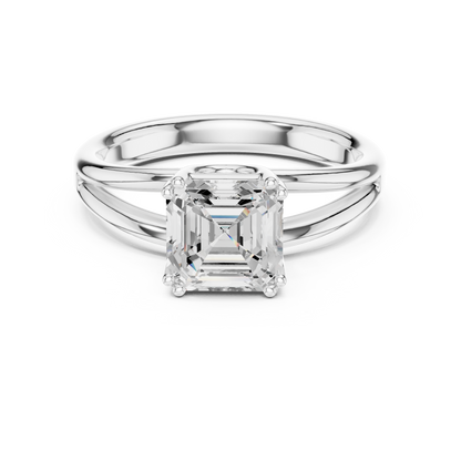 Asscher Cut Split Shank Solitaire Engagement Ring 2 CTW