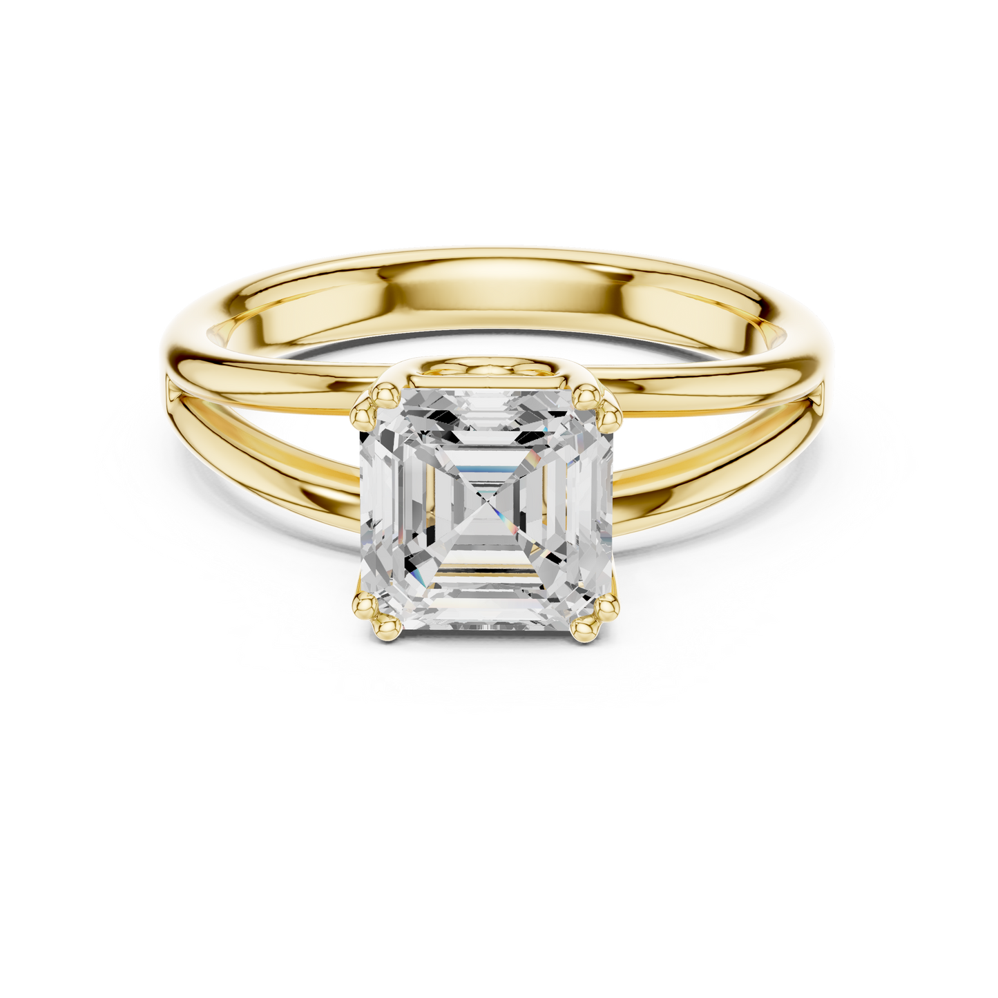 Asscher Cut Split Shank Solitaire Engagement Ring 2 CTW