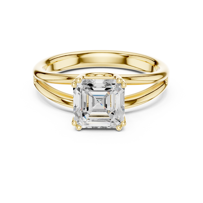 Asscher Cut Split Shank Solitaire Engagement Ring 2 CTW