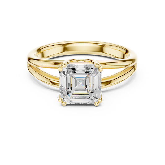 Asscher Cut Split Shank Solitaire Engagement Ring 2 CTW