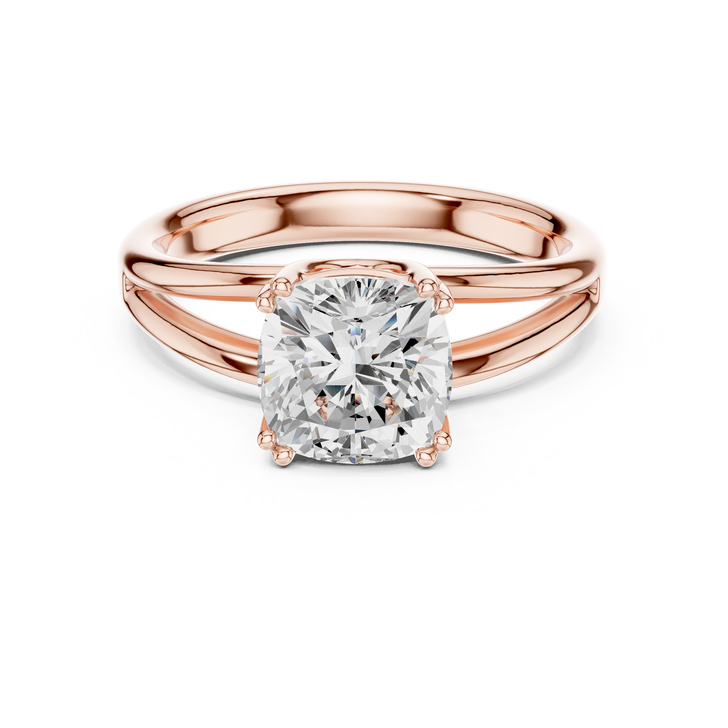 Cushion Cut Split Shank Solitaire Engagement Ring 2 CTW