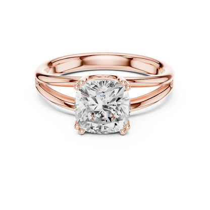Cushion Cut Split Shank Solitaire Engagement Ring 2 CTW