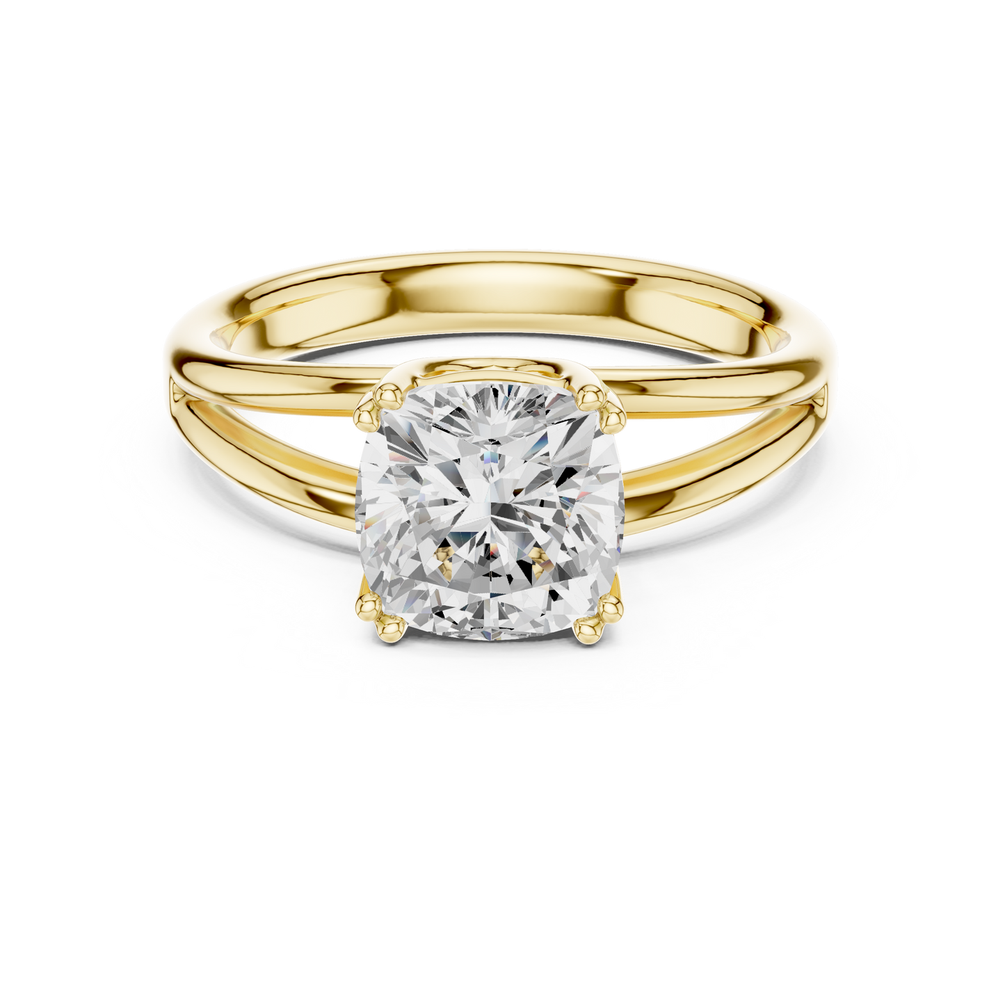 Cushion Cut Split Shank Solitaire Engagement Ring 2 CTW